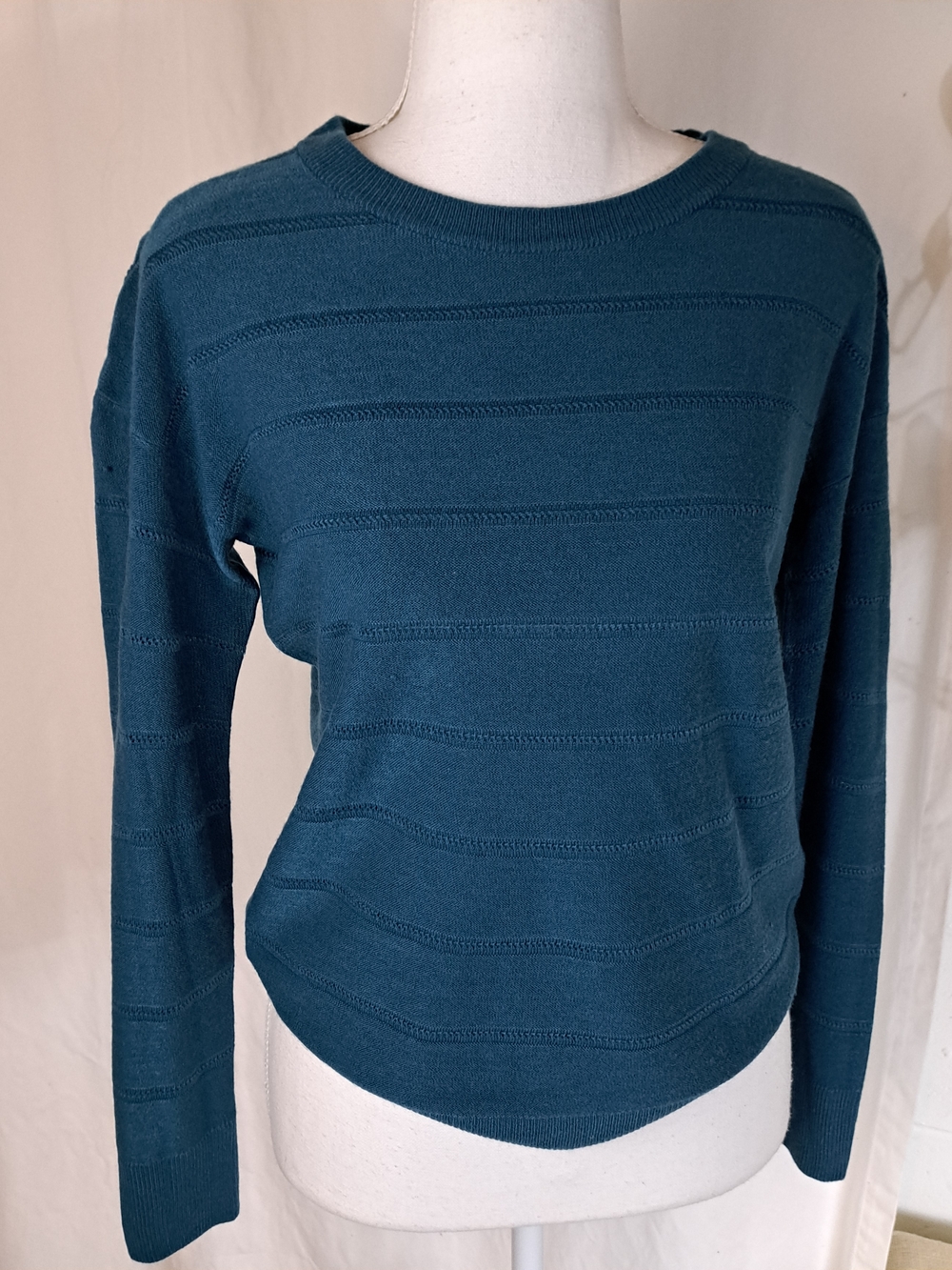 Jacqueline DeYong Teal Crewneck Fine Knit Lightweight Sweater - XS